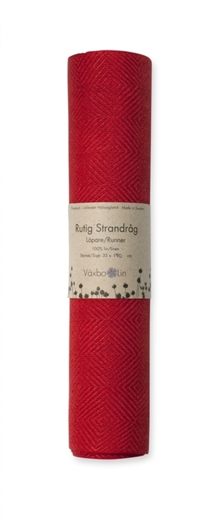 Rutig Strandråg Runner 200 cm red/red in the group PRODUCTS / THE SET TABLE / Table runners at Växbo Lin (34-12-12-35x200)