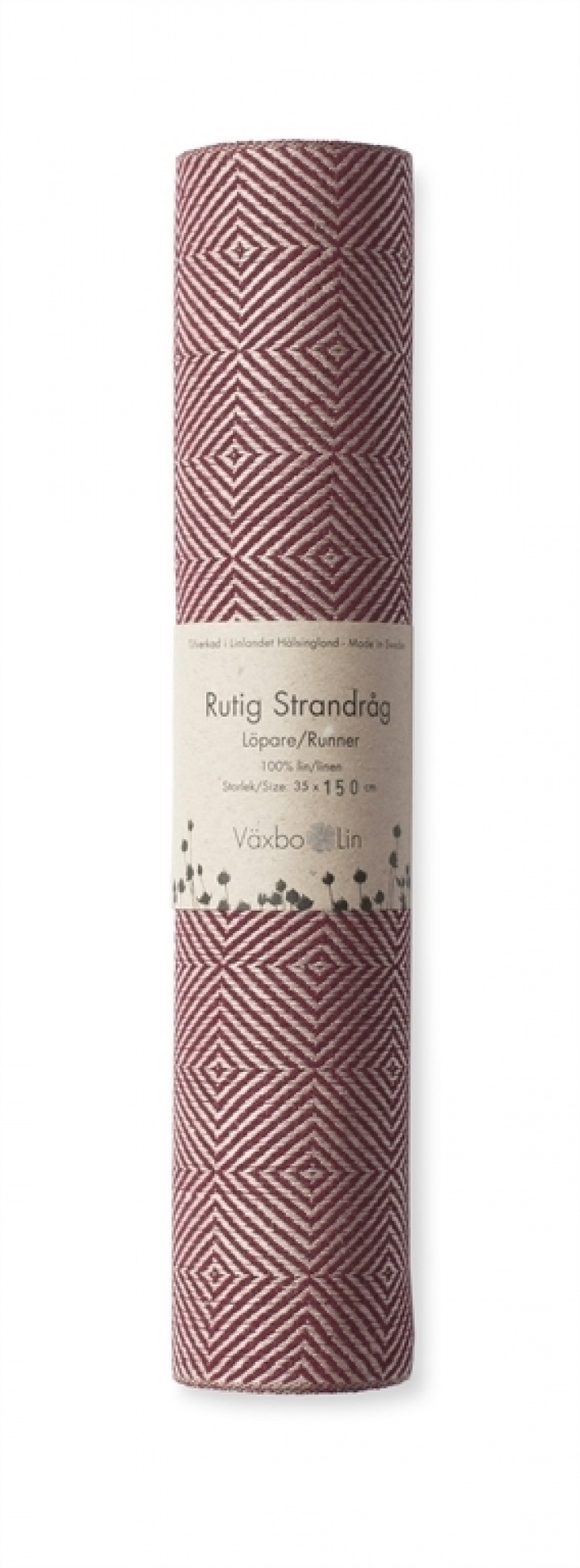 Rutig Strandråg Runner 200 cm bordeaux in the group PRODUCTS / CHRISTMAS / Christmas runner at Växbo Lin (34-9-35x200)