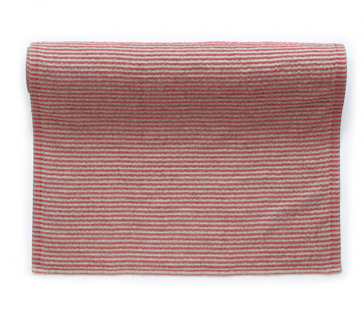 Våga Piece goods width 50 cm red/unbleached in the group PRODUCTS / LINEN FABRIC / Piece goods at Växbo Lin (500-12-50)