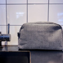 Makeup bag black with black leather