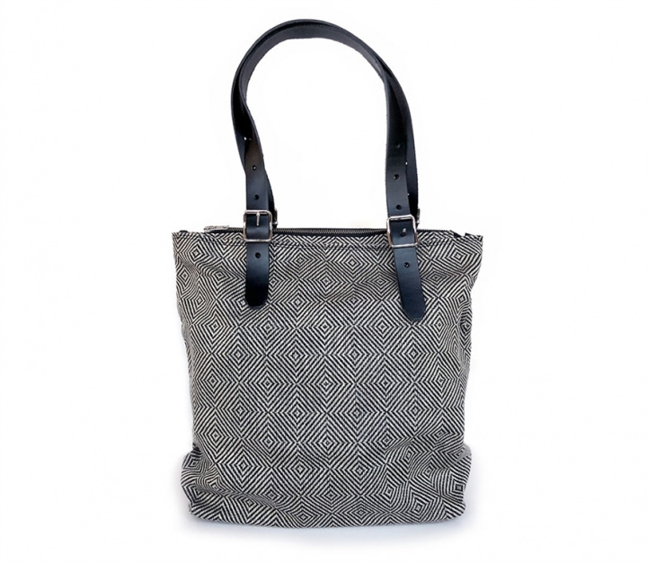 Handväska svart/oblekt läder svart i gruppen SORTIMENT / ÖVRIGT / Linnekläder & accessoarer hos Växbo Lin (i06-34-3-svart)