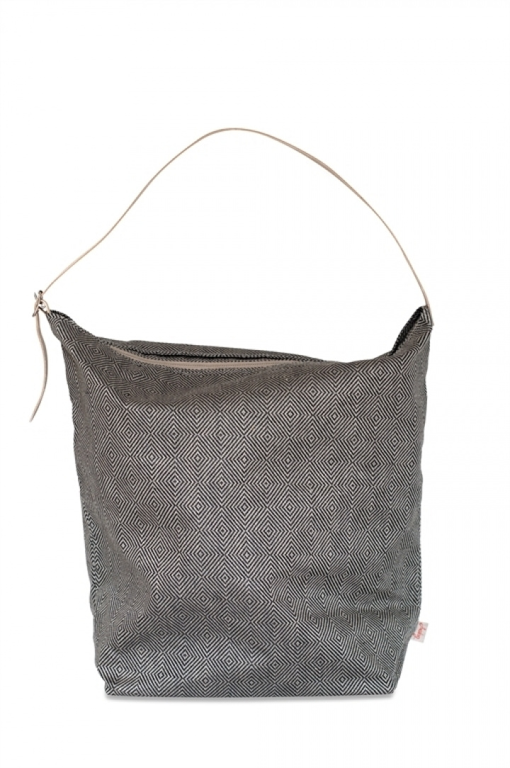 Weekendbag black with natural leather in the group PRODUCTS / OTHERS / Linen clothing & accessories at Växbo Lin (i07-34-3-natur)