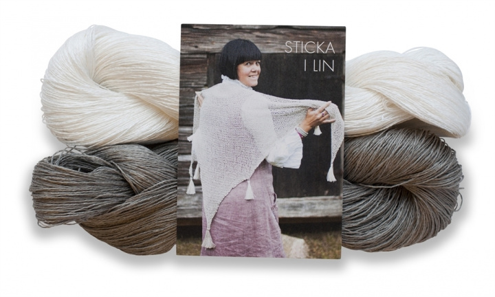 Knitting set big shawl unbleached/white in the group PRODUCTS / DIY / DIY-materials at Växbo Lin (i09-0-1)