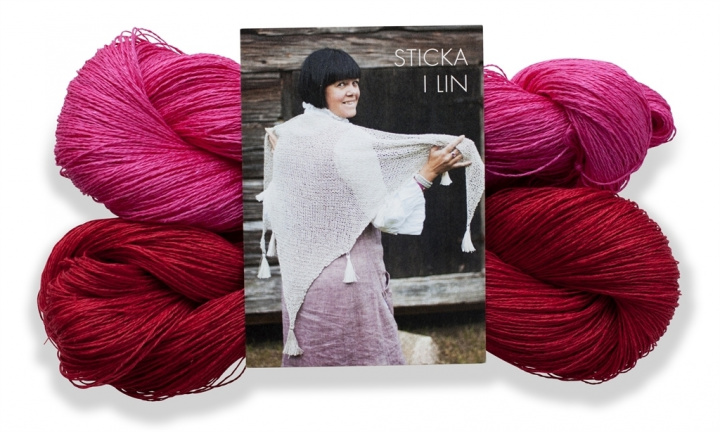 Knitting set big shawl cerise/red in the group PRODUCTS / DIY / DIY-materials at Växbo Lin (i09-8-12)