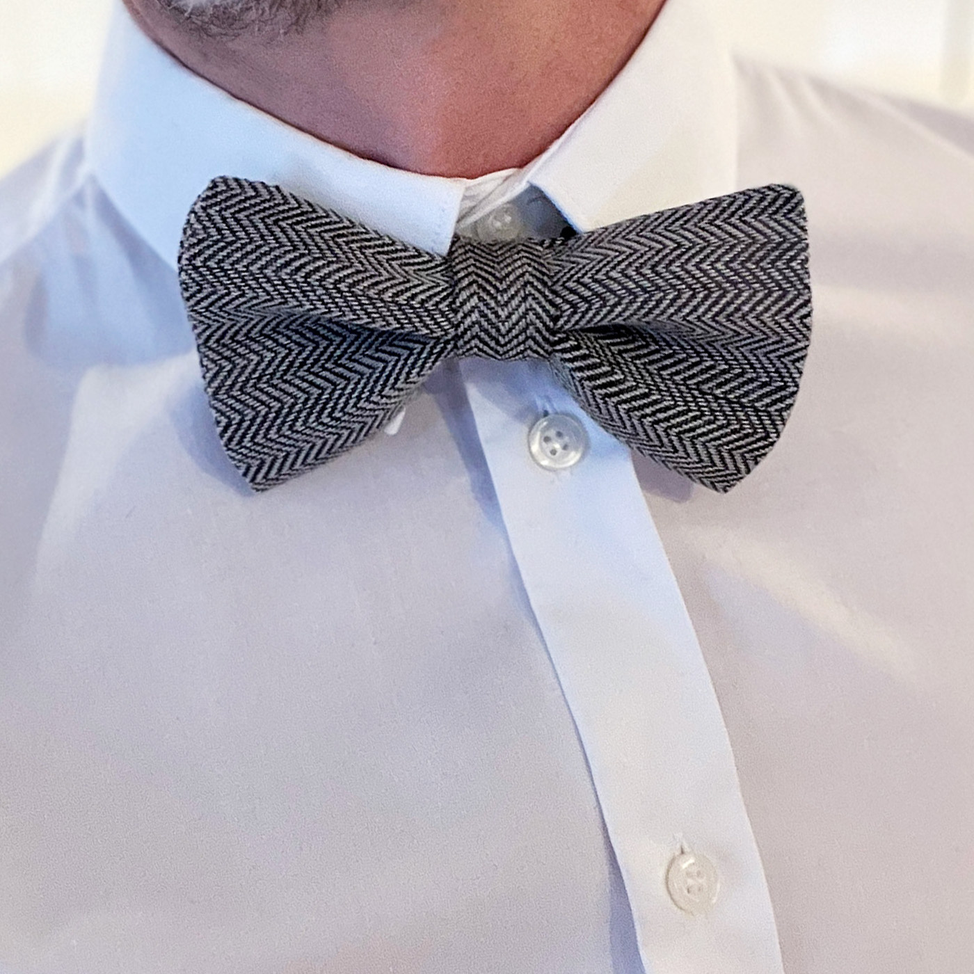 laubeblanc】side bow-tie combinaison （Linen bow tie black