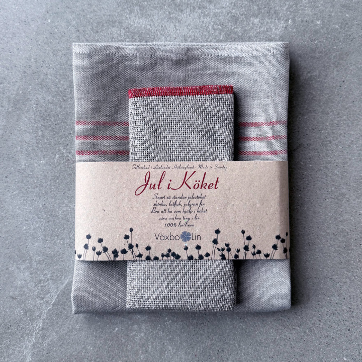 Jul i Köket Sara röd i gruppen SORTIMENT / JUL / Linnehandduk Jul hos Växbo Lin (jk85-12)