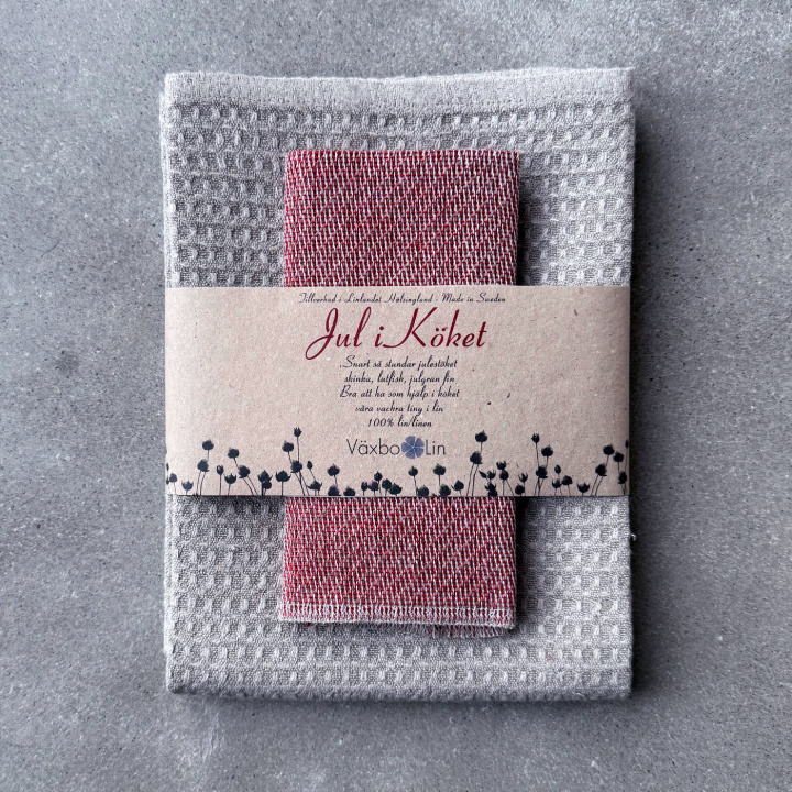 Gift set Christmas Bubbel unbleached in the group PRODUCTS / CHRISTMAS / Linen towel Christmas at Växbo Lin (jk87-0)